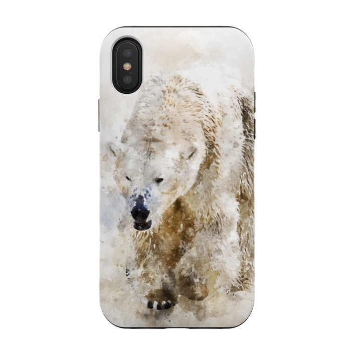 iPhone Xs / X StrongFit Abstract watercolor polar bear by Simone Gatterwe