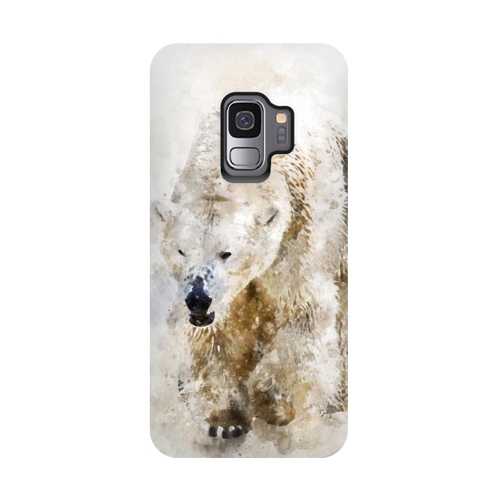 Galaxy S9 StrongFit Abstract watercolor polar bear by Simone Gatterwe