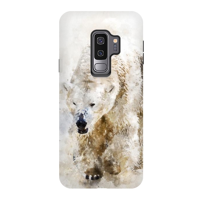 Galaxy S9 plus StrongFit Abstract watercolor polar bear by Simone Gatterwe
