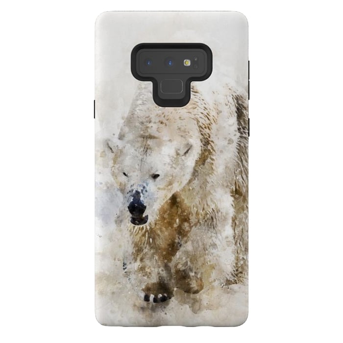 Galaxy Note 9 StrongFit Abstract watercolor polar bear by Simone Gatterwe