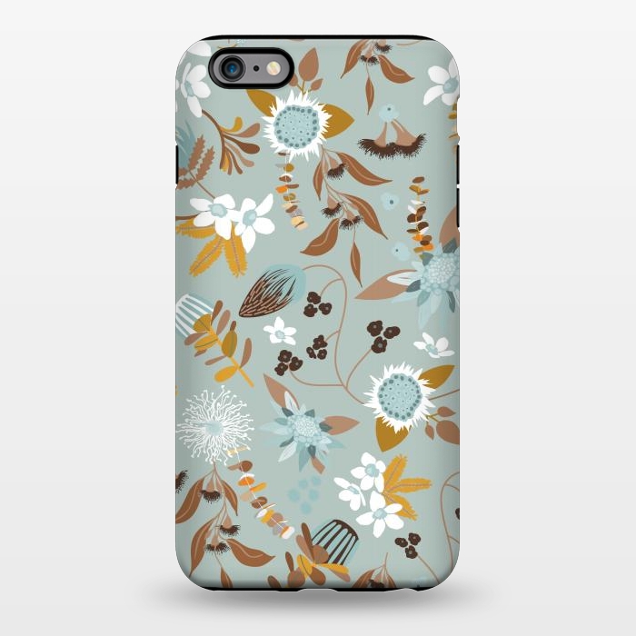 iPhone 6/6s plus StrongFit Stylized Australian Florals in Blue and Mustard by Paula Ohreen