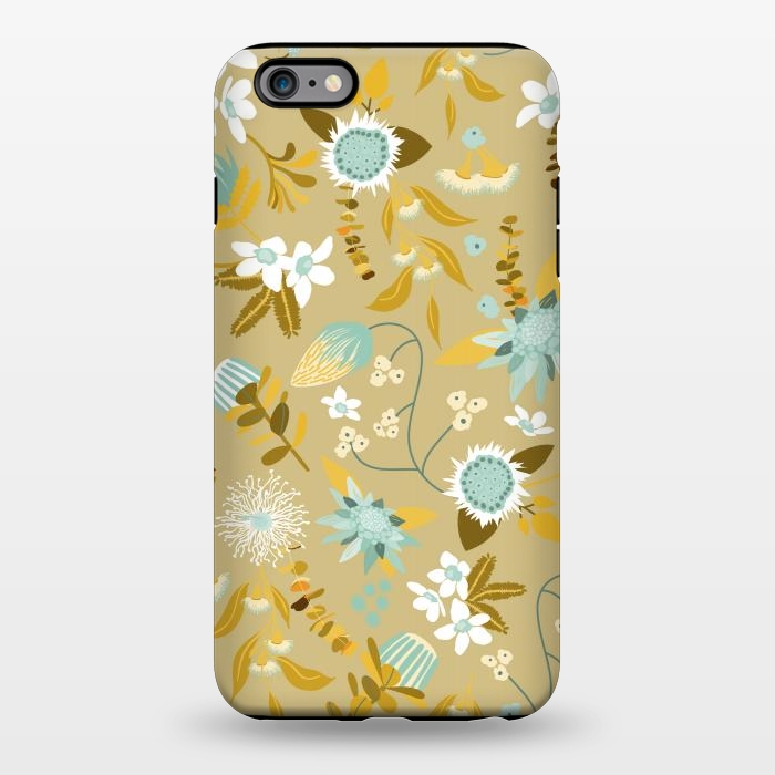 iPhone 6/6s plus StrongFit Stylized Australian Florals in Blue and Cream by Paula Ohreen