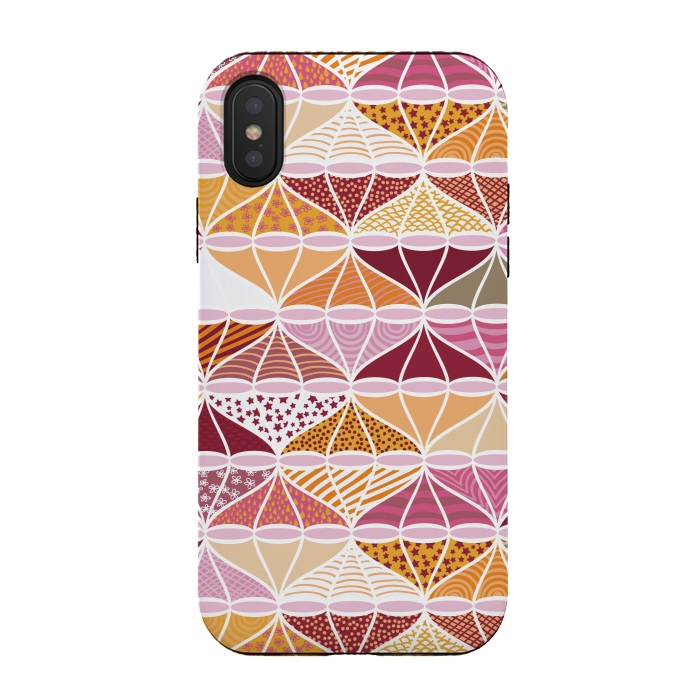 iPhone Xs / X StrongFit April Showers Bring Brollies - Pink and Orange by Paula Ohreen