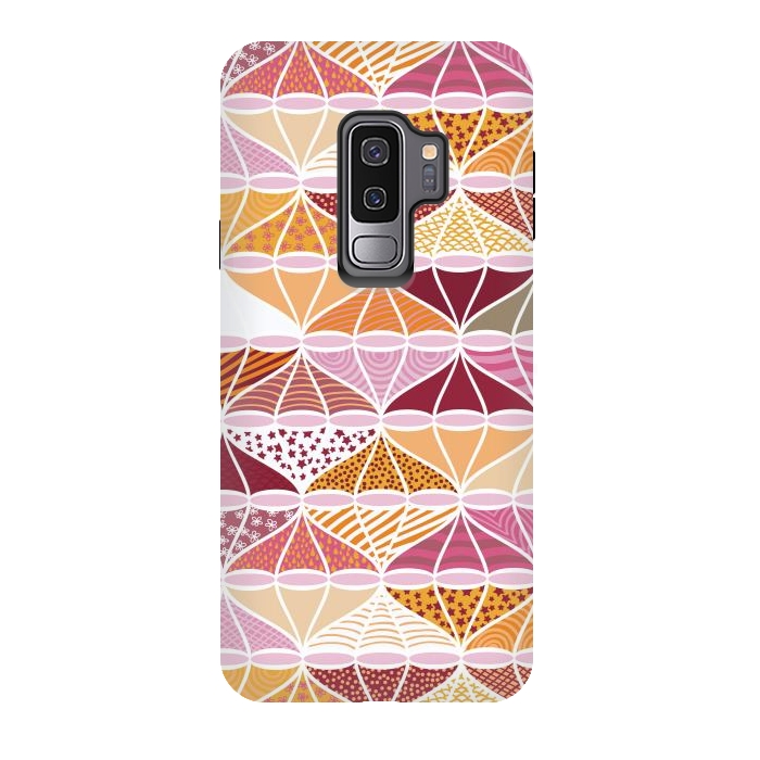 Galaxy S9 plus StrongFit April Showers Bring Brollies - Pink and Orange by Paula Ohreen