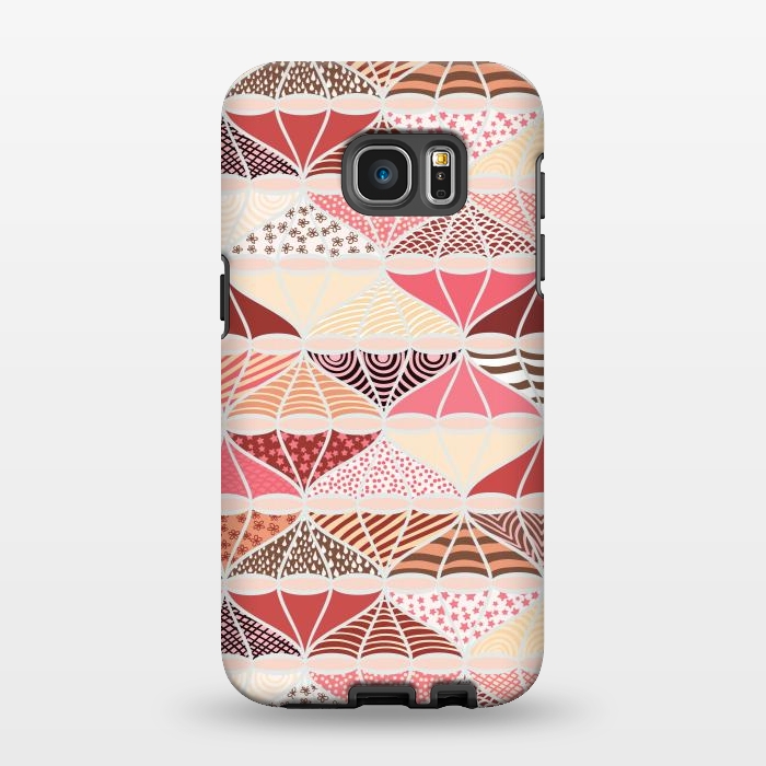 Galaxy S7 EDGE StrongFit April Showers Bring Brollies - Pink and Cream by Paula Ohreen