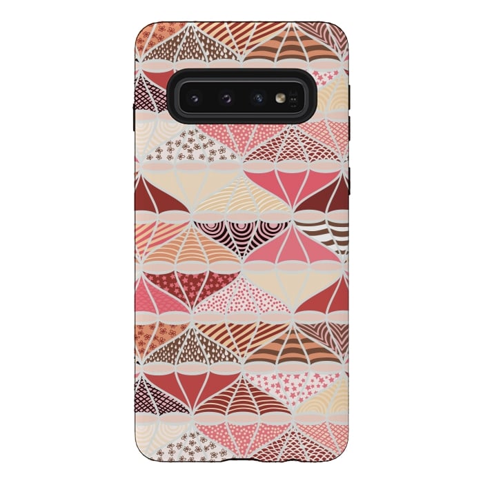 Galaxy S10 StrongFit April Showers Bring Brollies - Pink and Cream by Paula Ohreen