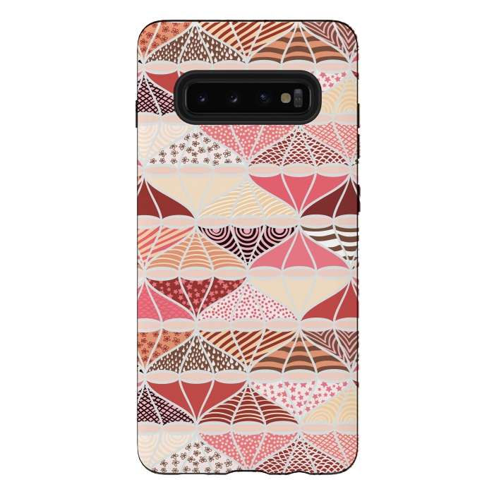 Galaxy S10 plus StrongFit April Showers Bring Brollies - Pink and Cream by Paula Ohreen