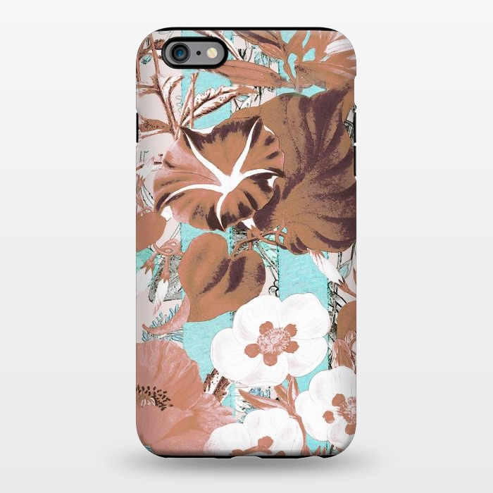 iPhone 6/6s plus StrongFit Romantic flowers on pastel blue stripes by Oana 