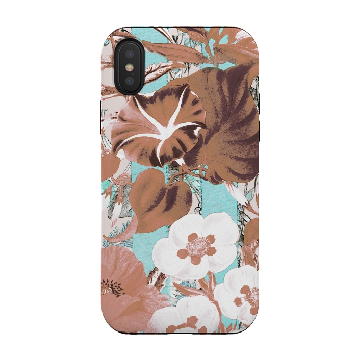 iPhone Xs / X StrongFit Romantic flowers on pastel blue stripes by Oana 