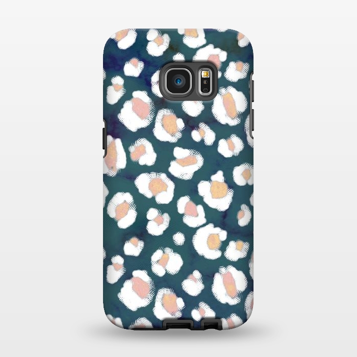 Galaxy S7 EDGE StrongFit Rose gold white brushed leopard print by Oana 