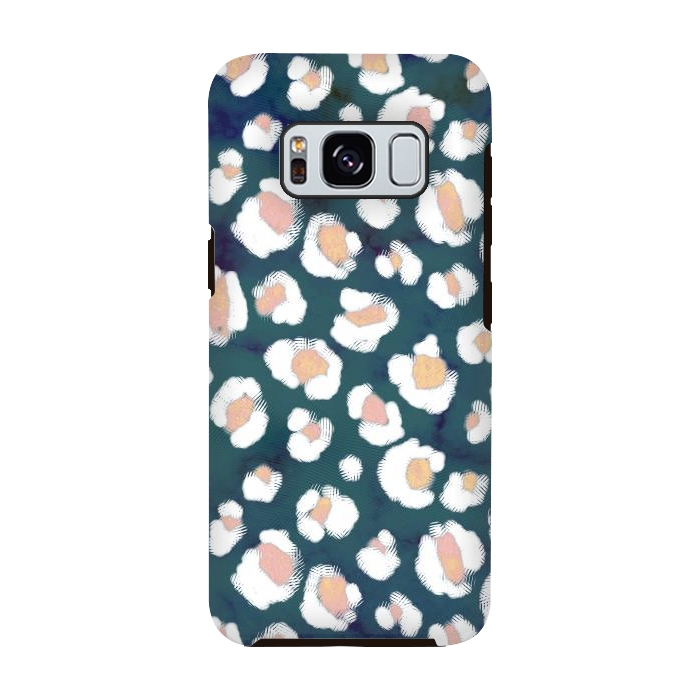 Galaxy S8 StrongFit Rose gold white brushed leopard print by Oana 