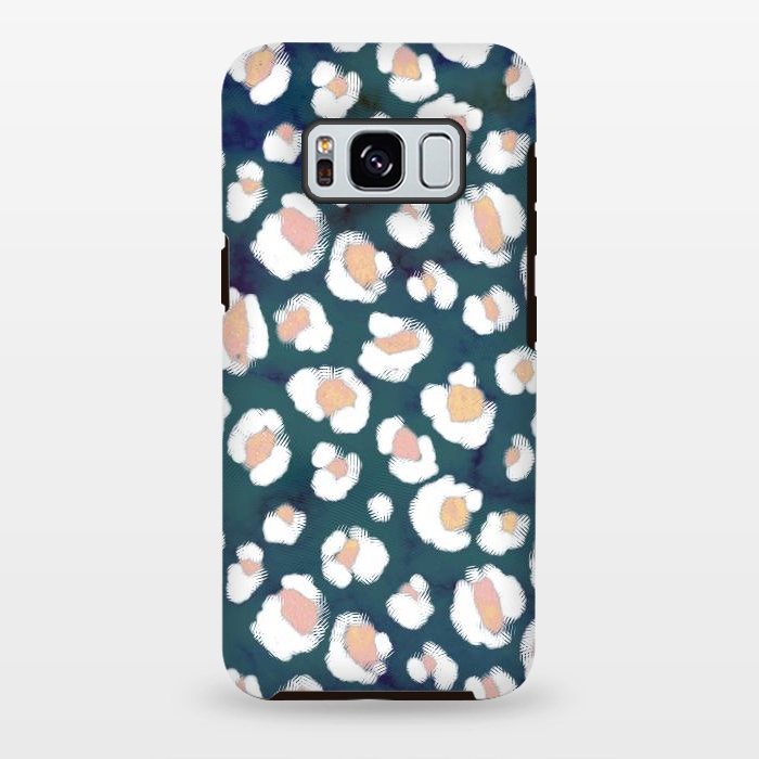 Galaxy S8 plus StrongFit Rose gold white brushed leopard print by Oana 