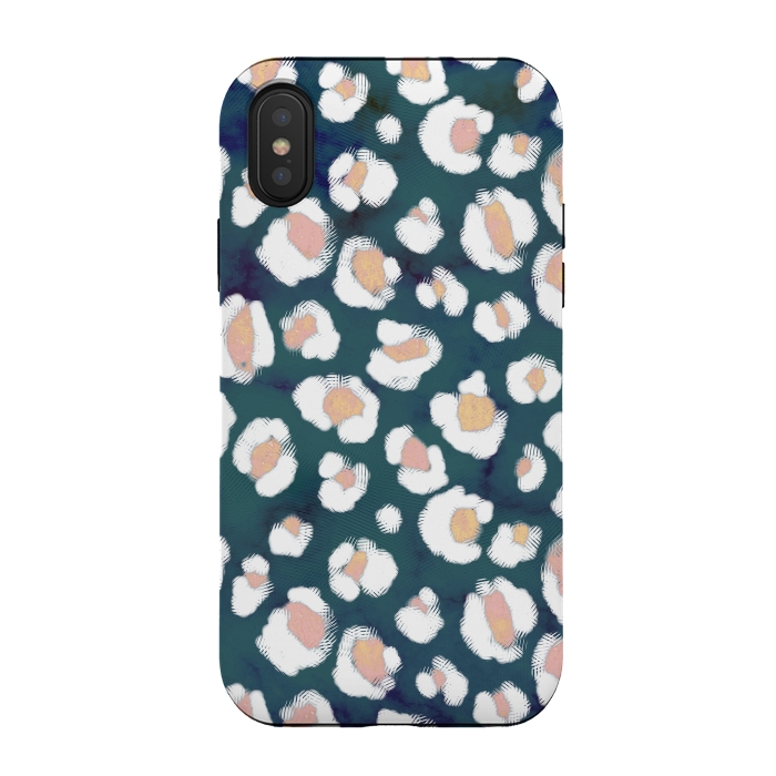 iPhone Xs / X StrongFit Rose gold white brushed leopard print by Oana 