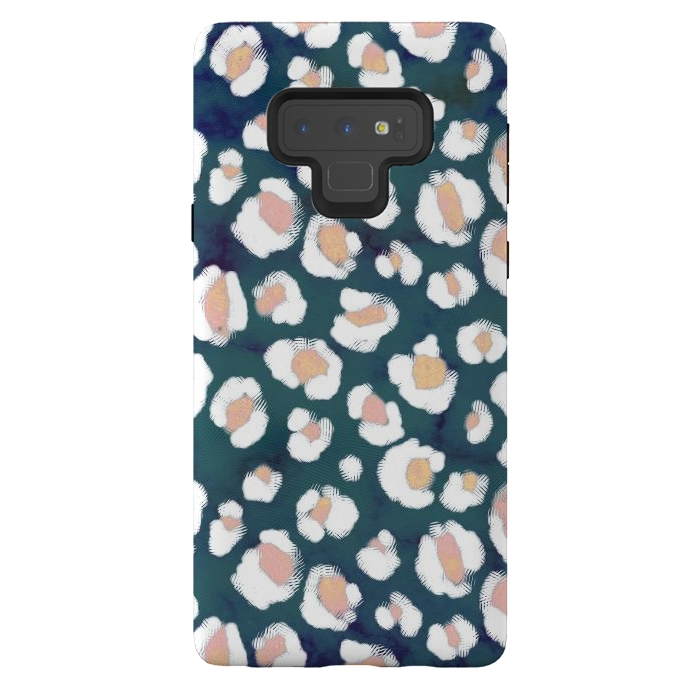 Galaxy Note 9 StrongFit Rose gold white brushed leopard print by Oana 