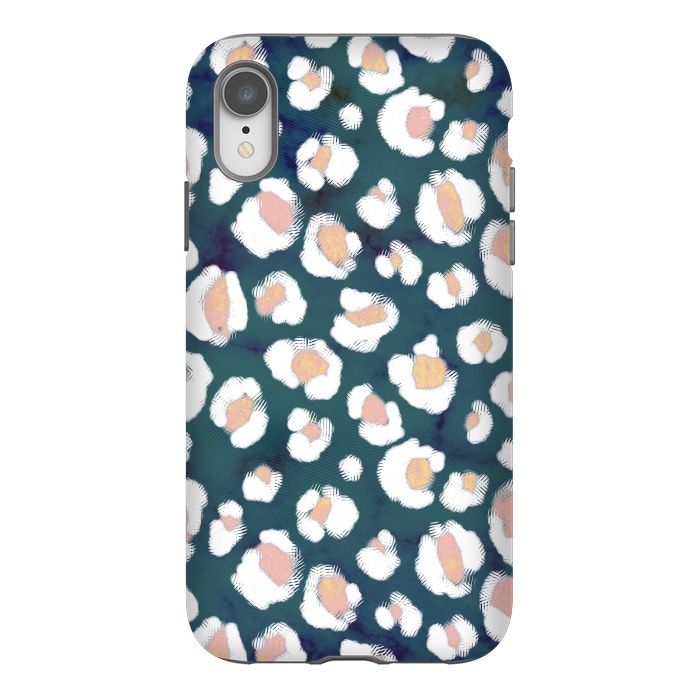 iPhone Xr StrongFit Rose gold white brushed leopard print by Oana 