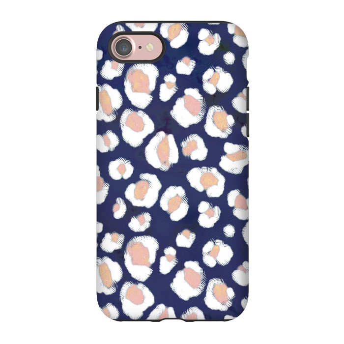 iPhone 7 StrongFit Rose gold white leopard print spots by Oana 