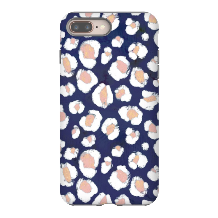 iPhone 7 plus StrongFit Rose gold white leopard print spots by Oana 