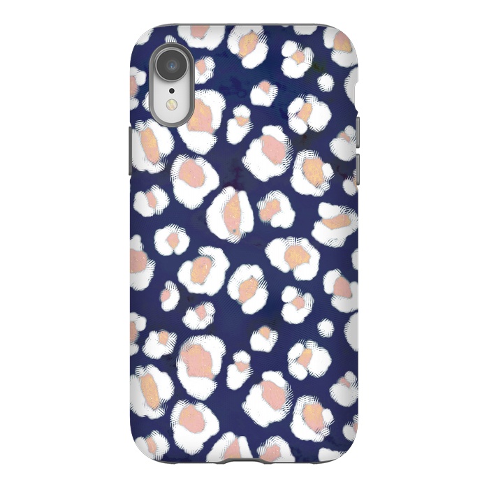 iPhone Xr StrongFit Rose gold white leopard print spots by Oana 