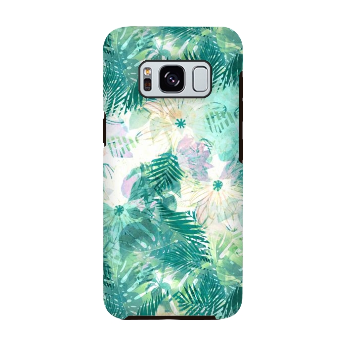 Galaxy S8 StrongFit Watercolor tropical leaves and flower petals by Oana 