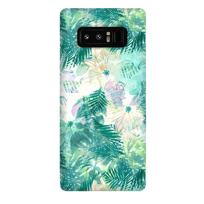 Galaxy Note 8 StrongFit Watercolor tropical leaves and flower petals by Oana 