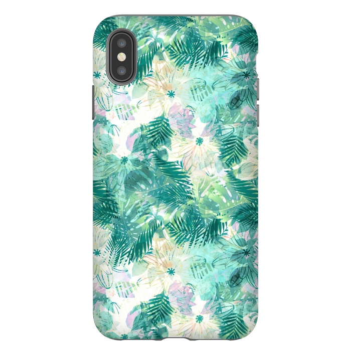 iPhone Xs Max StrongFit Tropical leaves and white watercolor flowers by Oana 