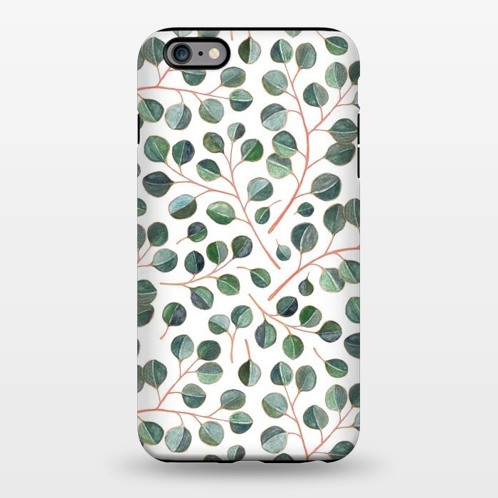 iPhone 6/6s plus StrongFit Simple Silver Dollar Eucalyptus Leaves on White by Micklyn Le Feuvre