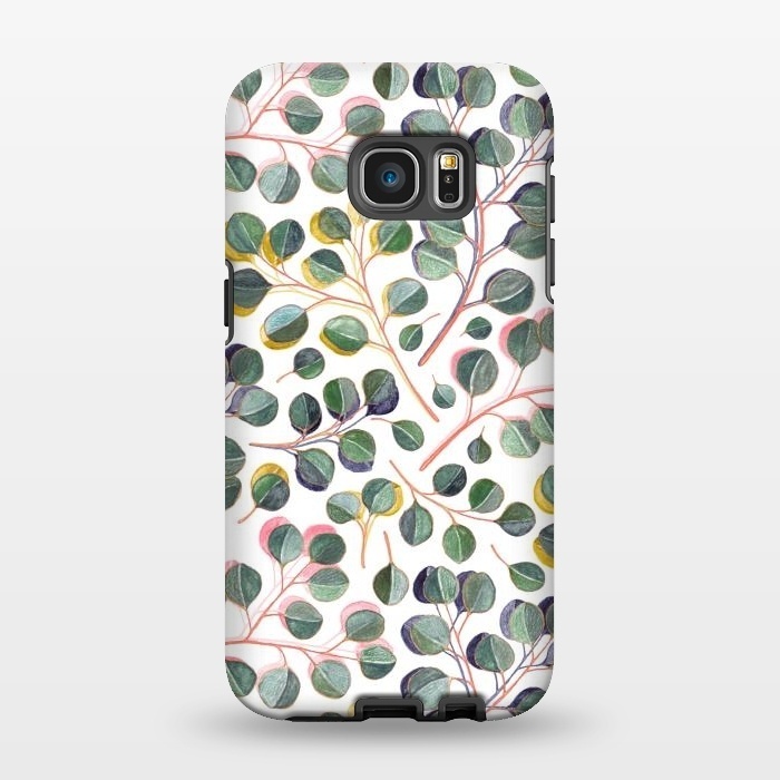 Galaxy S7 EDGE StrongFit Simple Silver Dollar Eucalyptus Leaves by Micklyn Le Feuvre