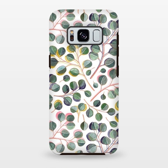 Galaxy S8 plus StrongFit Simple Silver Dollar Eucalyptus Leaves by Micklyn Le Feuvre