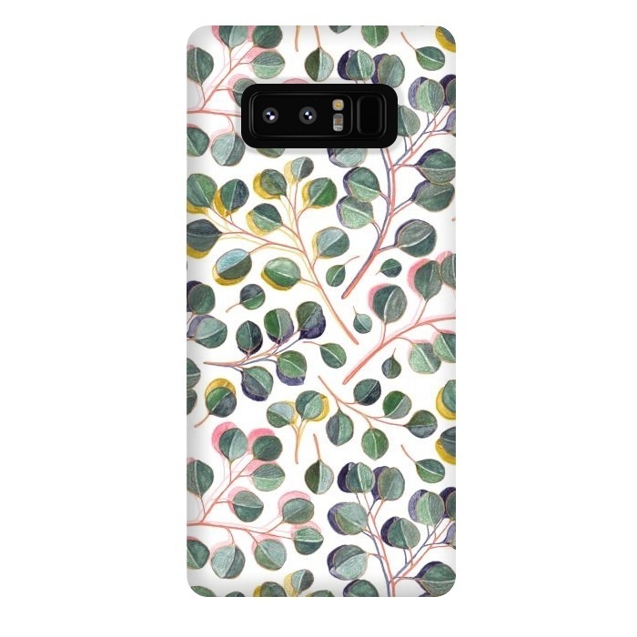 Galaxy Note 8 StrongFit Simple Silver Dollar Eucalyptus Leaves by Micklyn Le Feuvre