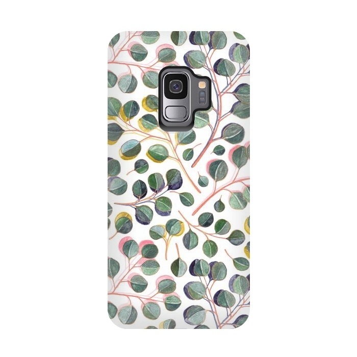 Galaxy S9 StrongFit Simple Silver Dollar Eucalyptus Leaves by Micklyn Le Feuvre