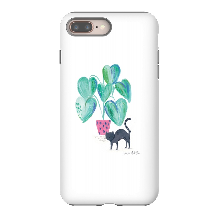 iPhone 7 plus StrongFit Black cat and house plant painting by lauradidthis