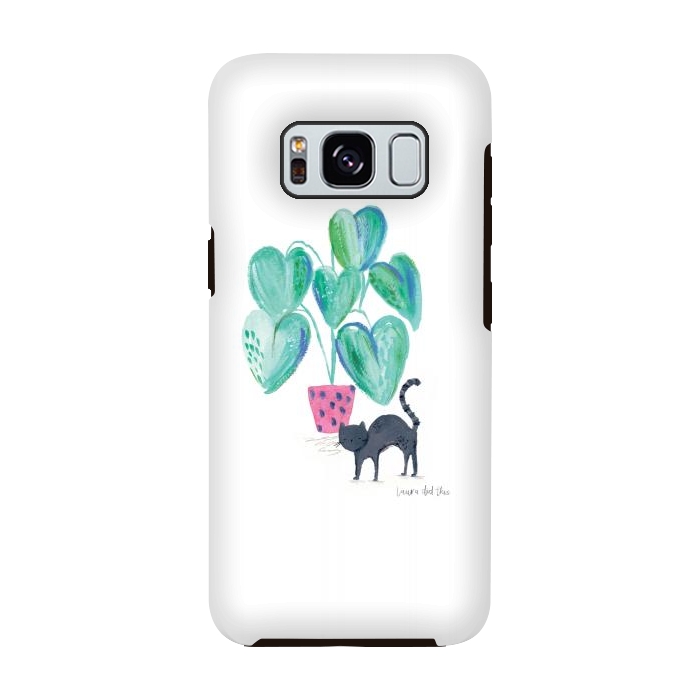 Galaxy S8 StrongFit Black cat and house plant painting by lauradidthis
