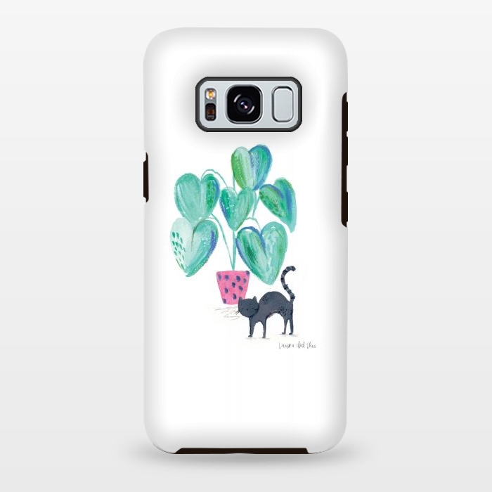 Galaxy S8 plus StrongFit Black cat and house plant painting by lauradidthis