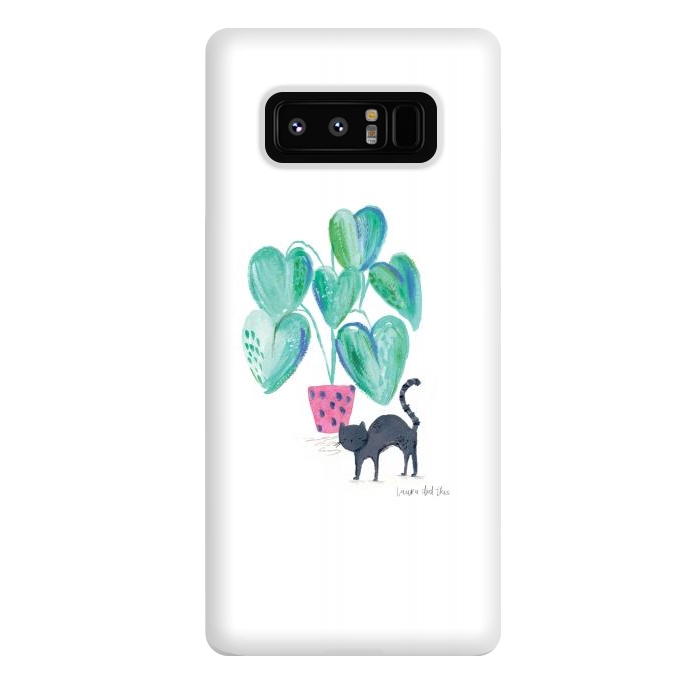 Galaxy Note 8 StrongFit Black cat and house plant painting by lauradidthis