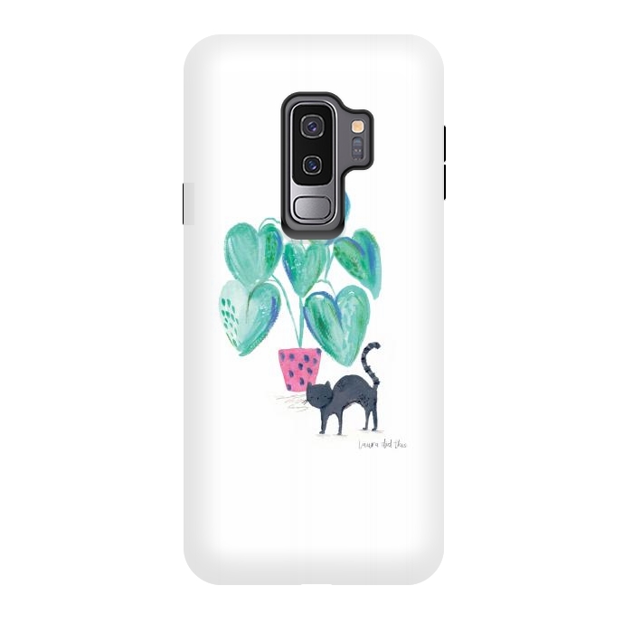 Galaxy S9 plus StrongFit Black cat and house plant painting by lauradidthis