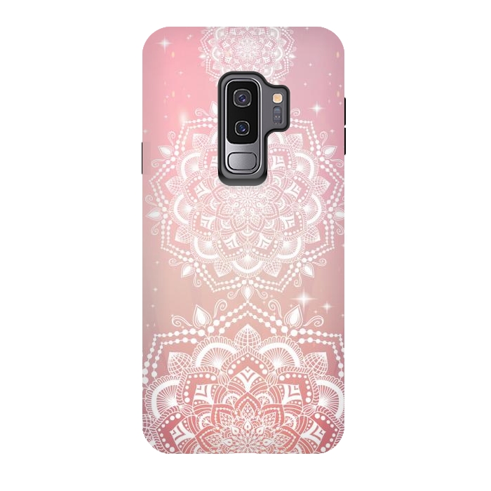 Galaxy S9 plus StrongFit Pink flower mandalas by Jms