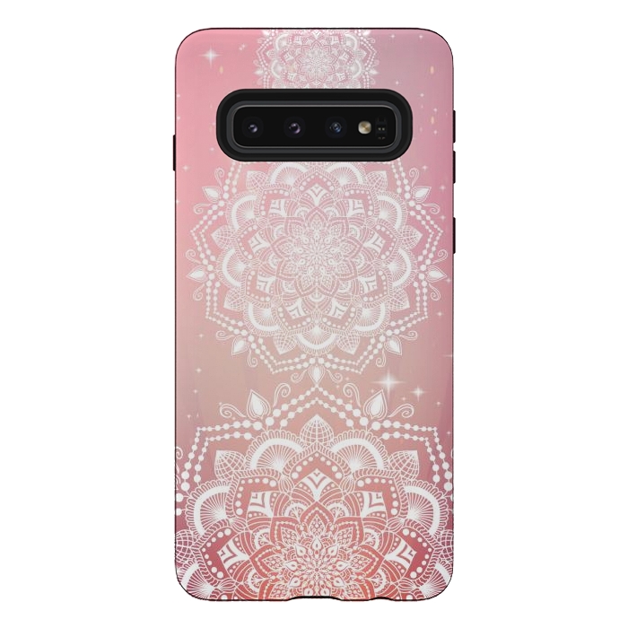 Galaxy S10 StrongFit Pink flower mandalas by Jms