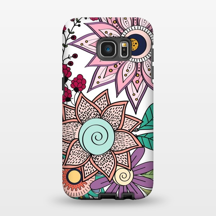 Galaxy S7 EDGE StrongFit Stylish floral doodles vibrant design by InovArts