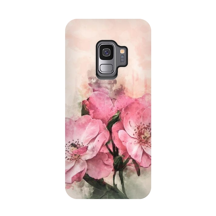 Galaxy S9 StrongFit Vintage Pink Flower by Creativeaxle