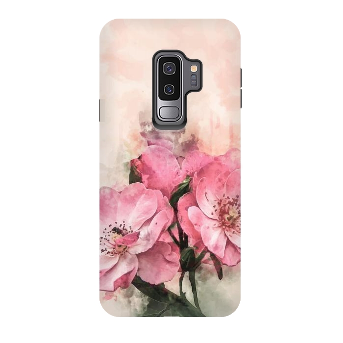 Galaxy S9 plus StrongFit Vintage Pink Flower by Creativeaxle