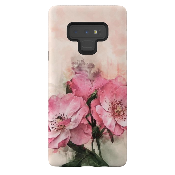 Galaxy Note 9 StrongFit Vintage Pink Flower by Creativeaxle