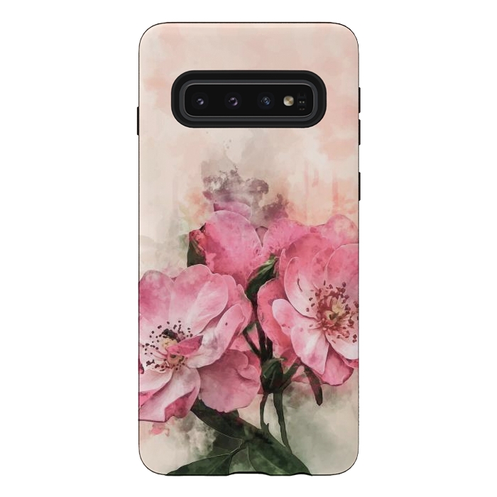 Galaxy S10 StrongFit Vintage Pink Flower by Creativeaxle