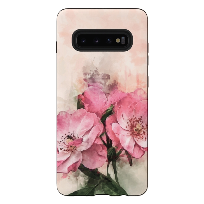 Galaxy S10 plus StrongFit Vintage Pink Flower by Creativeaxle