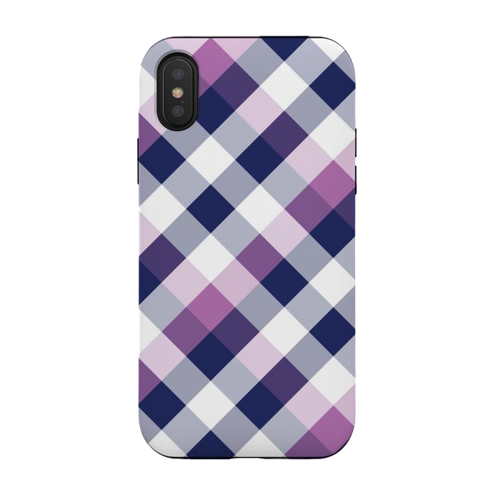 iPhone Xs / X StrongFit Purple & Dark Blue Square Combination by Bledi
