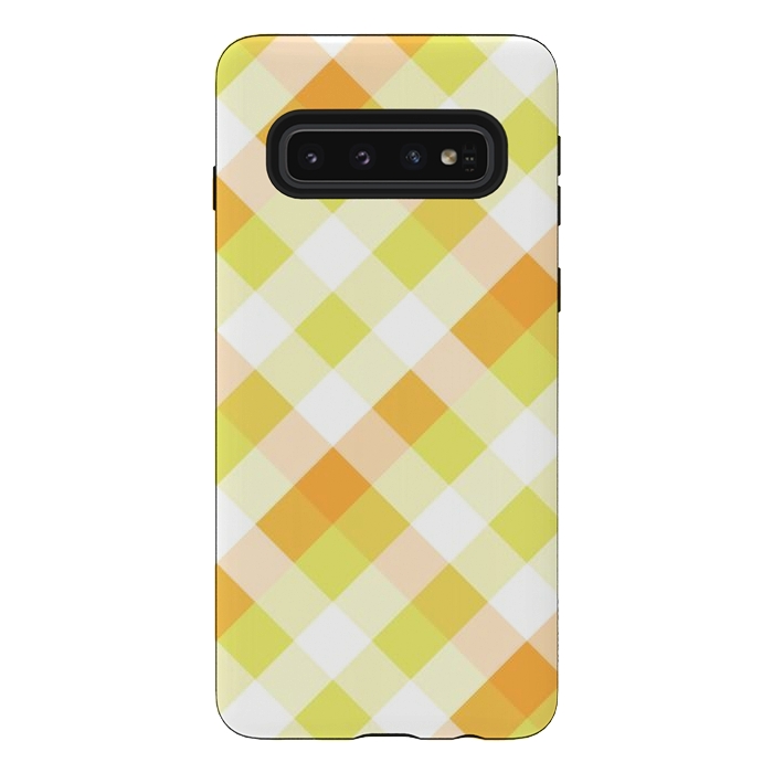 Galaxy S10 StrongFit Light green & Orange Square Combination by Bledi
