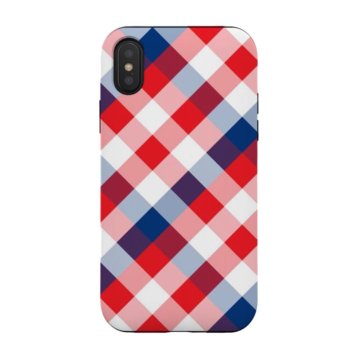 iPhone Xs / X StrongFit Blue & Red Square Combination by Bledi