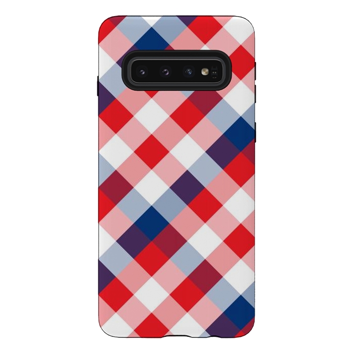 Galaxy S10 StrongFit Blue & Red Square Combination by Bledi