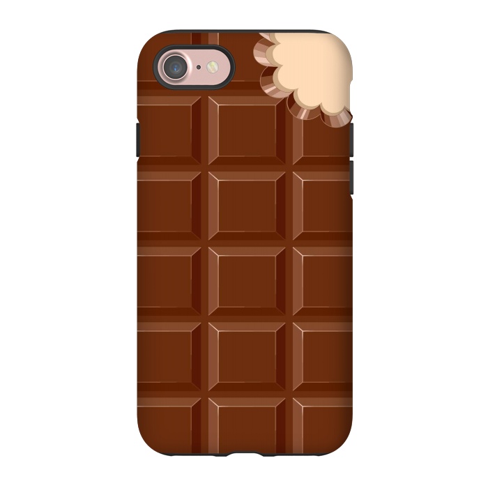 iPhone 7 StrongFit Chocolate Sweet Bar with a bite out of the corner by BluedarkArt