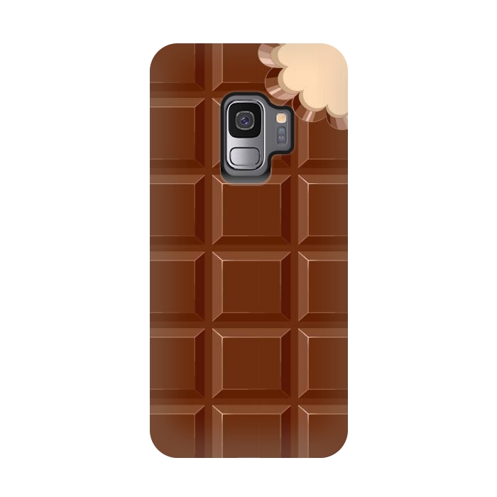 Galaxy S9 StrongFit Chocolate Sweet Bar with a bite out of the corner by BluedarkArt