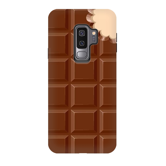 Galaxy S9 plus StrongFit Chocolate Sweet Bar with a bite out of the corner by BluedarkArt